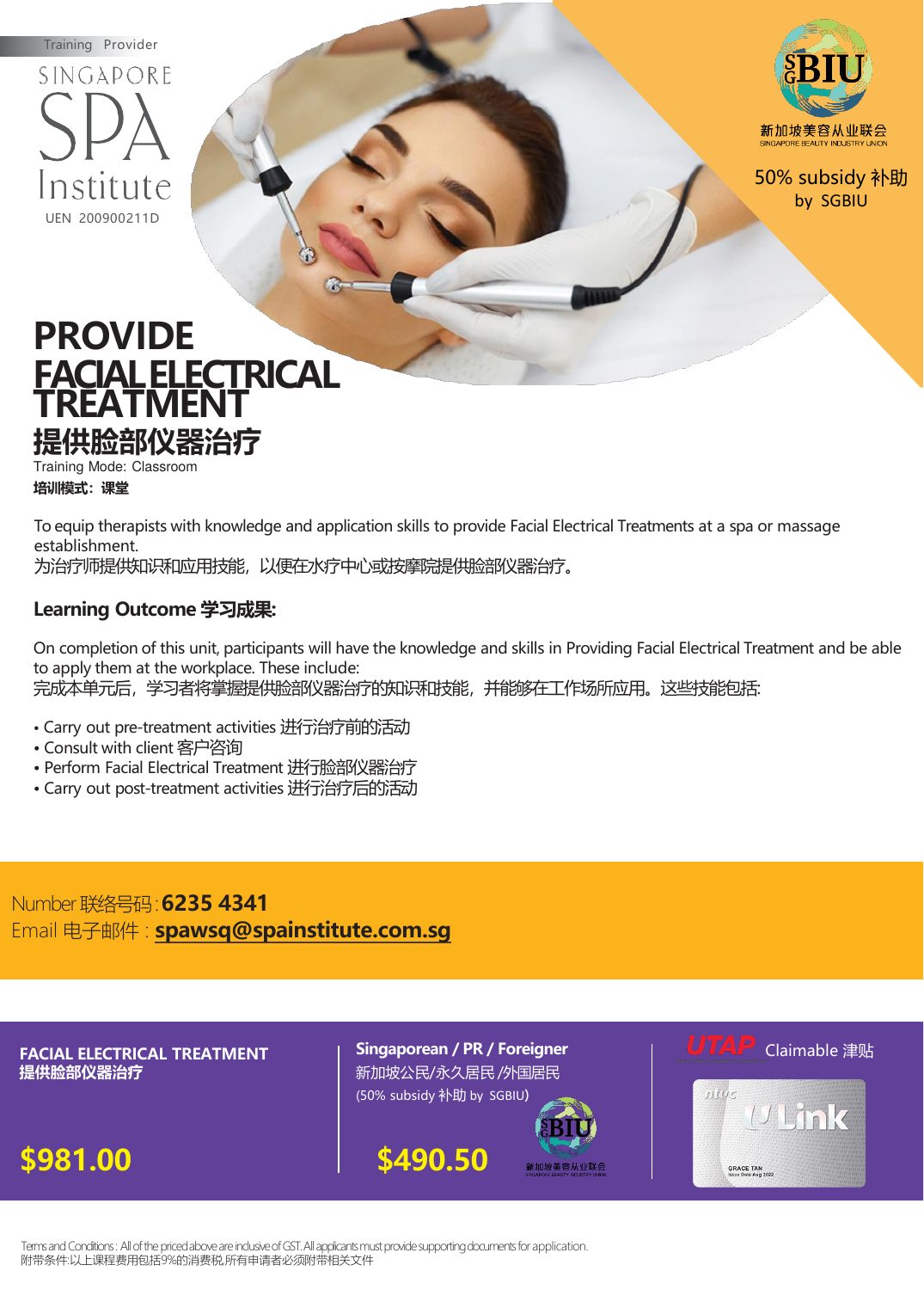 Official Provide Facial Electrical Treatment brochure